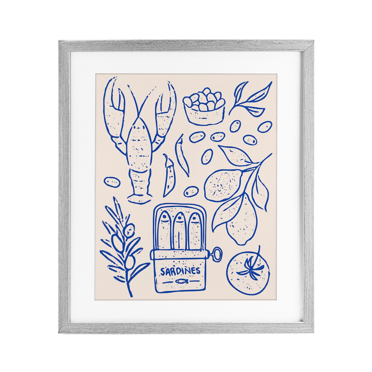 Stupell Industries Seafood & Herbs Simplicity Framed Print Under Glass, design by Camila Juncos